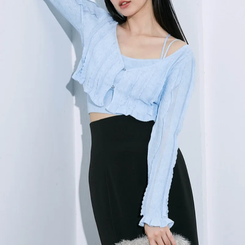 Японские комплекты грибов расклешенный кардиган с v-образным вырезом и длинными