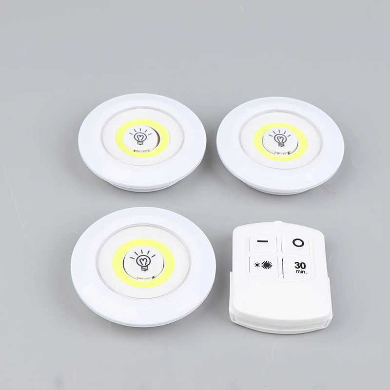 

3W Super Bright Cob Under Cabinet Light LED Wireless Remote Control Dimmable Wardrobe Night Lamp Home Bedroom Closet Kitchen