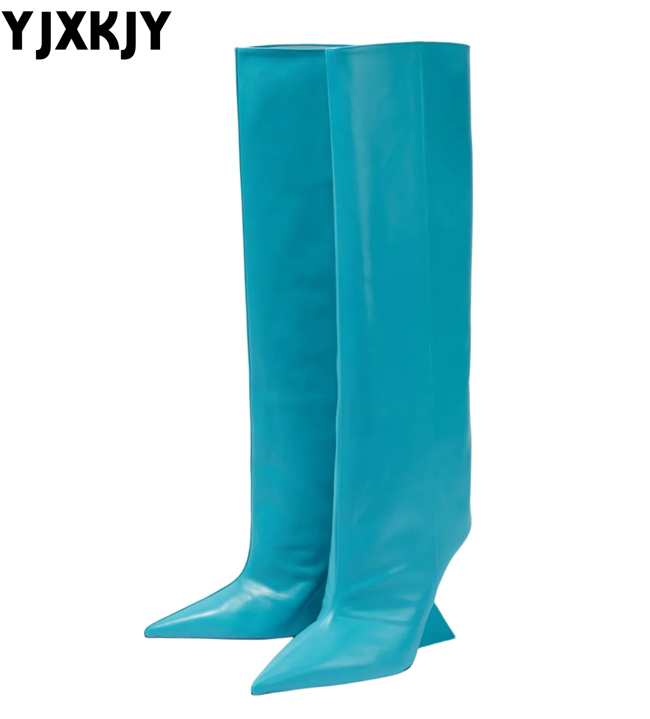 Muslimautunno/Inverno Nuovo Arrivo Europeo Americano Moda Donna A Forma Di Zeppa Tacco Sexy Scarpe A Punta Stivali Da Cavaliere Al Ginocchio