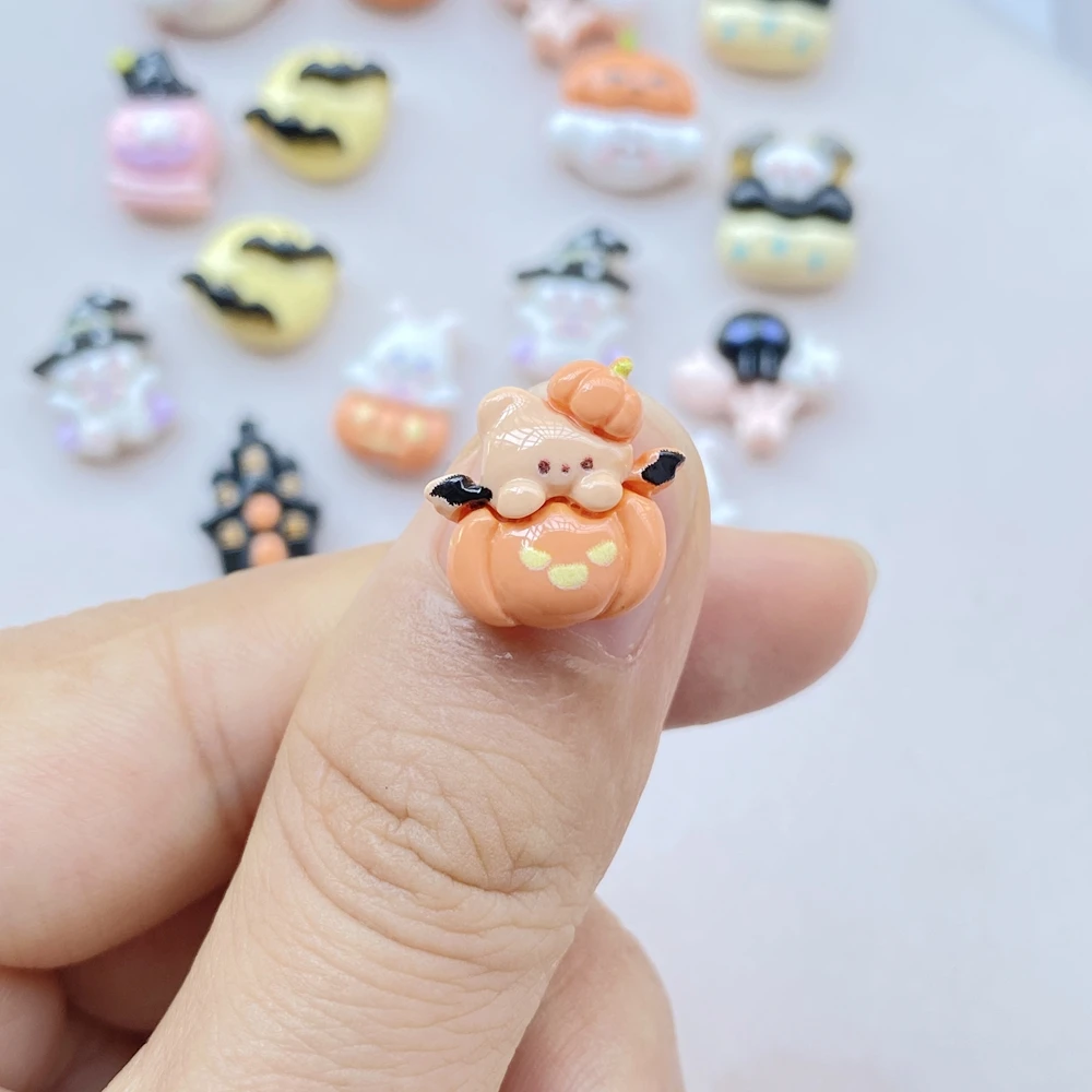 20 шт. милые мини-кабошоны на Хэллоуин летучая мышь тыква плоская задняя часть