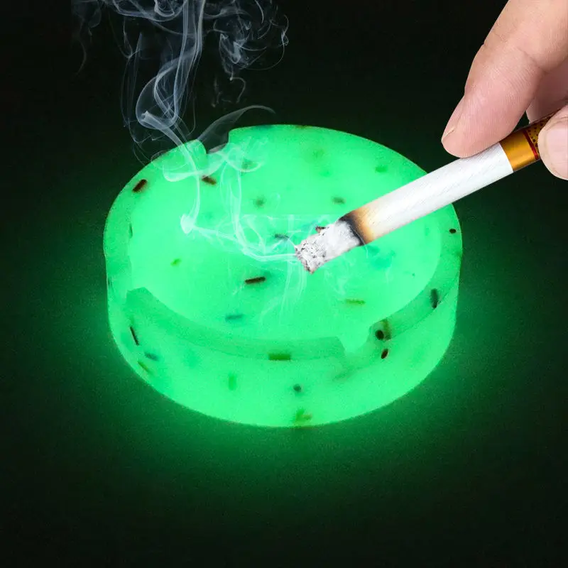 

Luminous Circular Silica Gel Ashtray Shatterproof Hotel Ashtray High Temperature Resistant Creative Gift