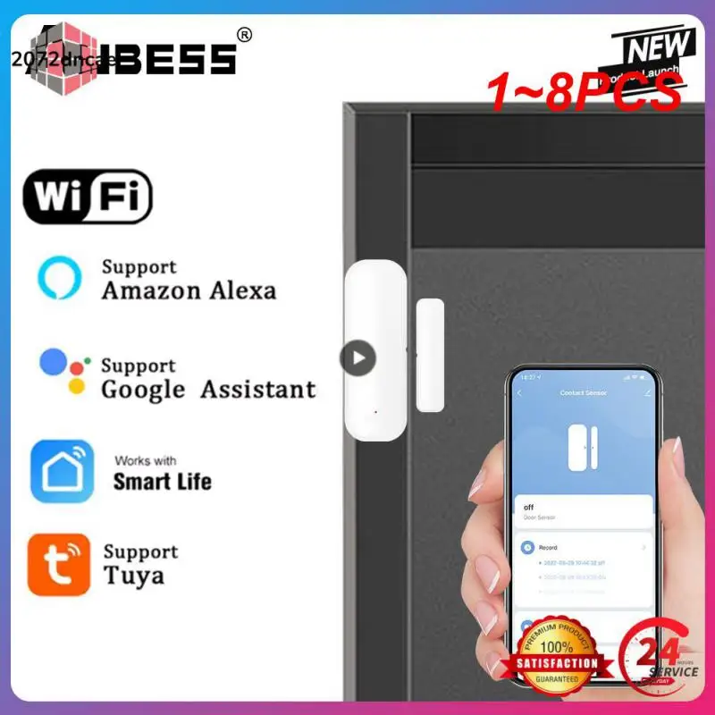 

1~8PCS Tuya WiFi Smart Door Sensor Door Open Closed Detectors Smart Home Security Protection Alarm System Smart Life APP Control