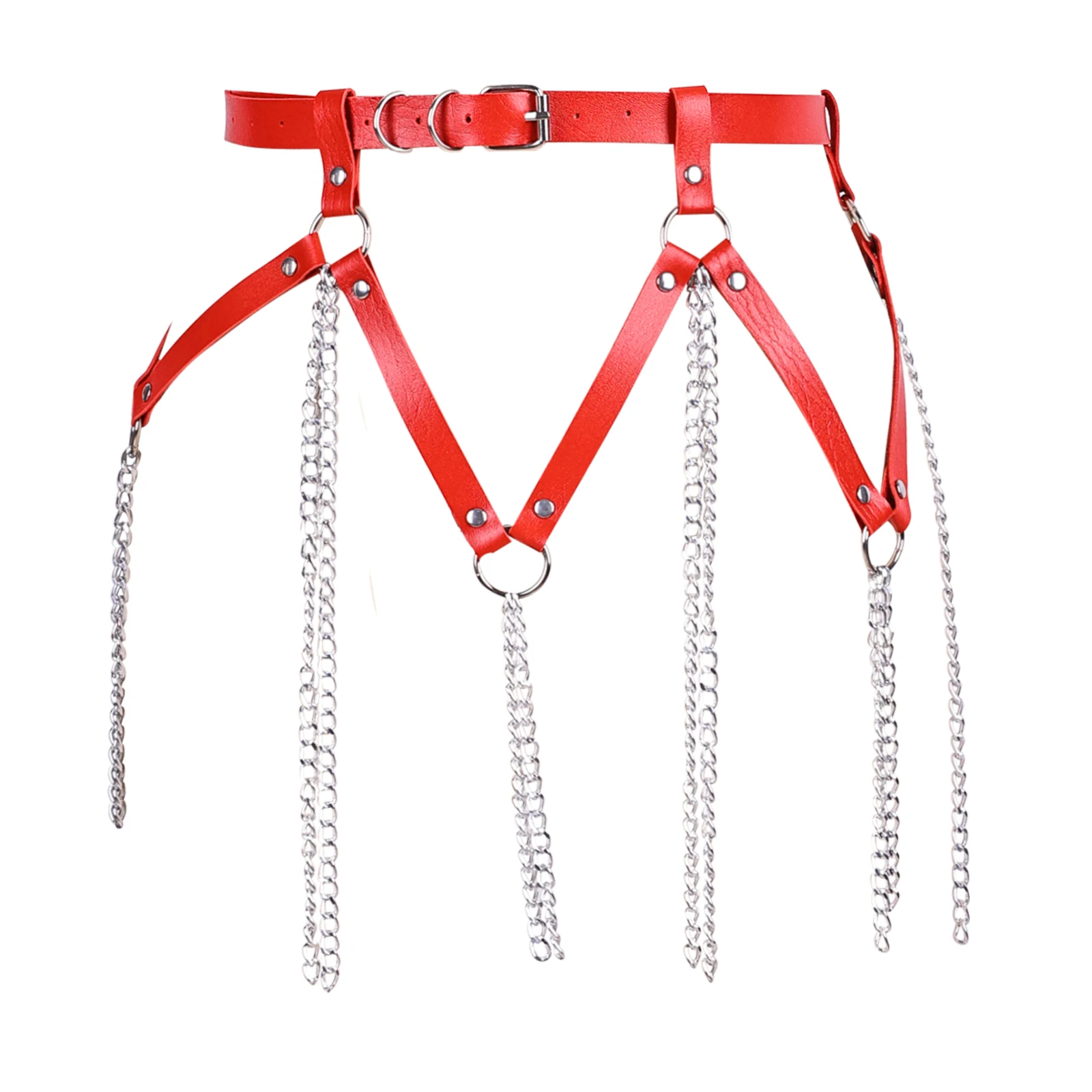 

Goth Rave Bondage Leather Elastic Harness Garter Belt Hollow Body Cage Stocking Sexy Lingerie Leg Ring Garter Body Harness