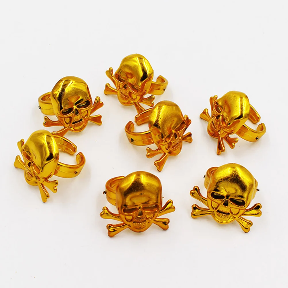 12 шт. пиратские кольца детские декоративные с пиратами золотые черепом реквизит