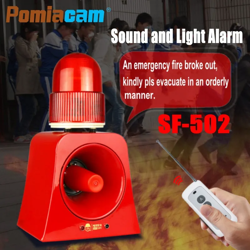 SF-502 100m Wireless Remote Control Sound and Light Alarm Industrial Audible and Visual Alarm Device Sound Beacon Siren USB port