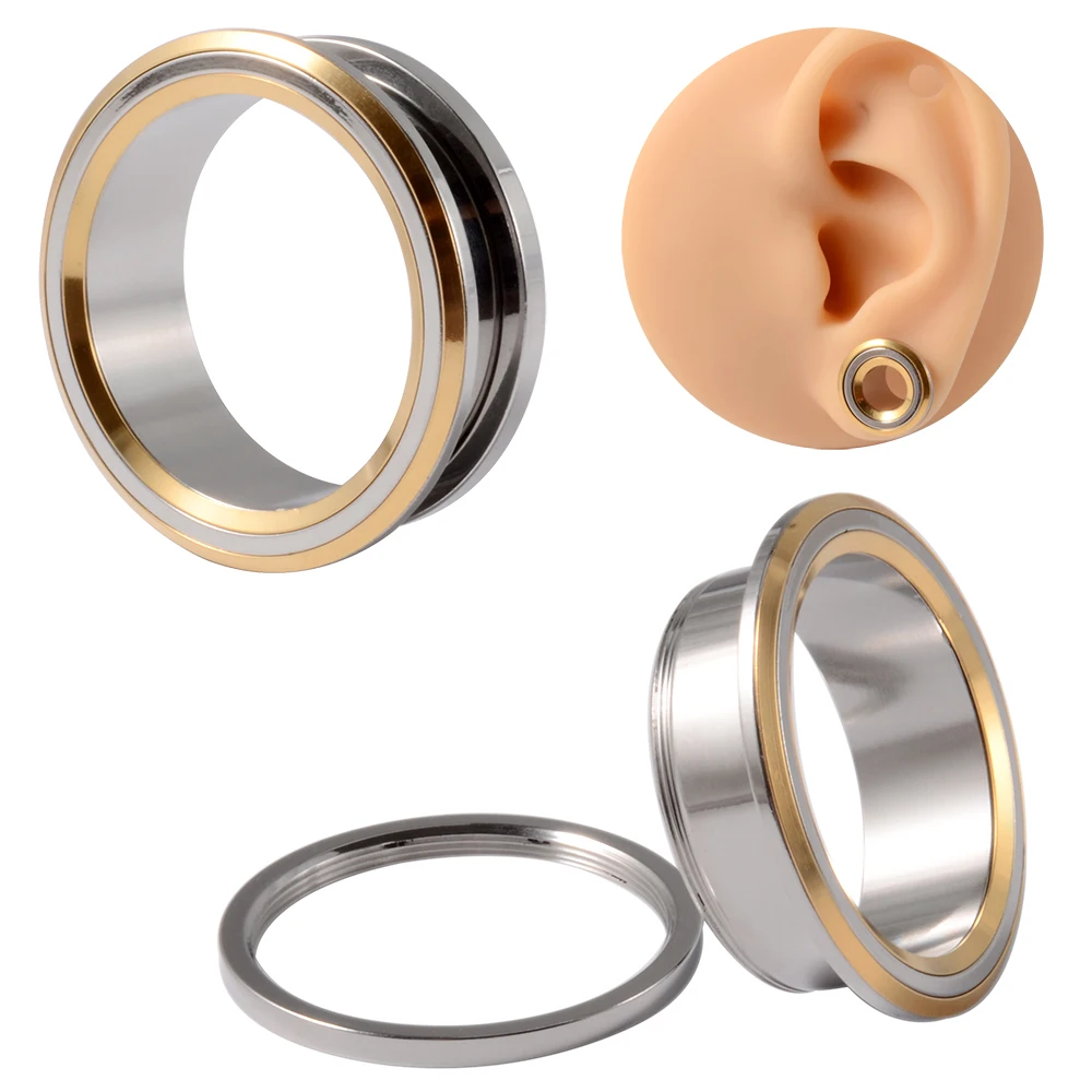 

Pair 316L Surgical Steel Ear Plugs Easy to Open Holes Ear Tunnel Plugs Piercing Body Piercing Jewelry 6-25mm