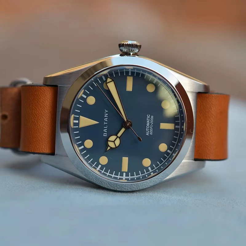 Baltany Ретро часы Bubbleback S4029 Роскошные Benz с кожаными сапфировыми стрелками OVETTO NH38