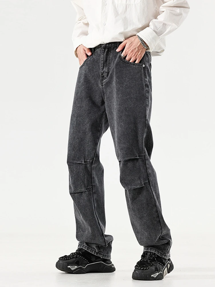 Vintage Cargo Pants Baggy Black Jeans Men Fashion 90s Streetwear Pockets Wide Leg Straight Y2k Denim Trousers Baggy Jeans