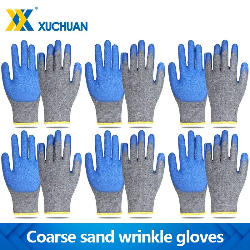 

1/2/5/6/10/12/24Pairs Working Gloves Roving Palm Dipped Latex Gloves Security Protection Glove For Mechanical Repairing Gloves