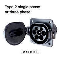 electric vehicle charging adapter 32a 16a single or three phase 7kw ev charger connector socket iec 62196 2 type 2 with cover