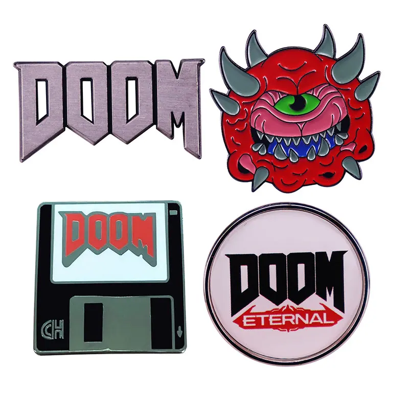 Doom Eternal Anime Games Lapel Pins FPS Game Doomguy Cartoon Badges Backpack Jeans Enamel Brooch Women Fashion Jewelry Gifts