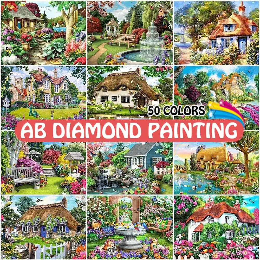 

Manor Diamond Painting AB Garden Scenery Full Square Round Drill DIY Embroidery House Cross Stitch Mosaic Craft Home Decor Kit