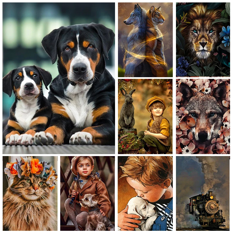 

DIY Art Diamond Painting 5D Wolf Cat Diamond Mosaic Landscape Tower Rhinestone Embroidery Kit Full Drill Cross Stitch Home Decor