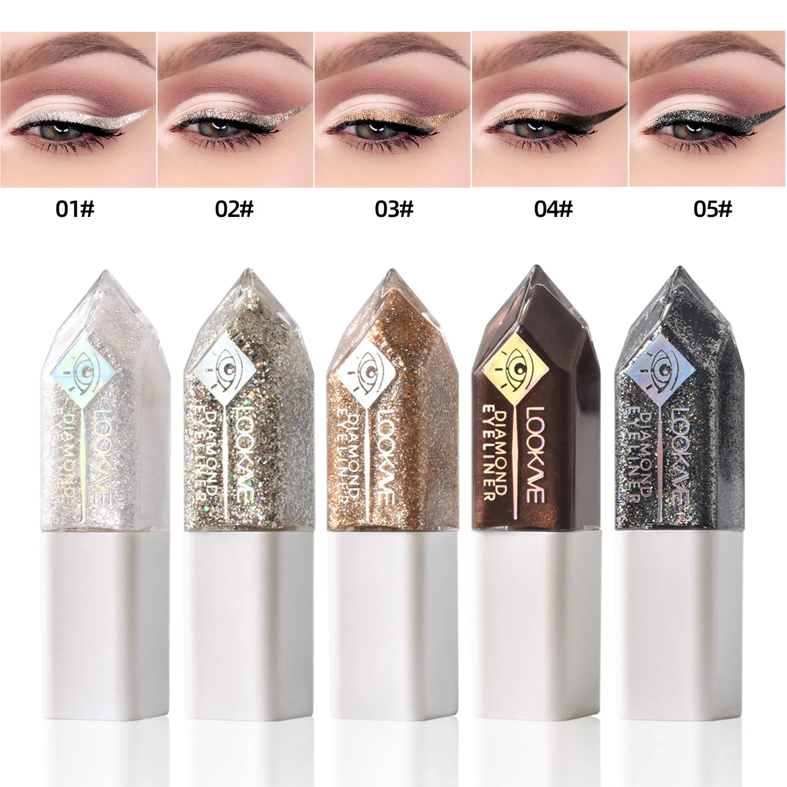 

LOOKAVE Color Pearlescent Glitter Sequins Eye liners Waterproof Long-Lasting Liquid Eyeliner Eye Shadow Makeup Beauty Cosmetics