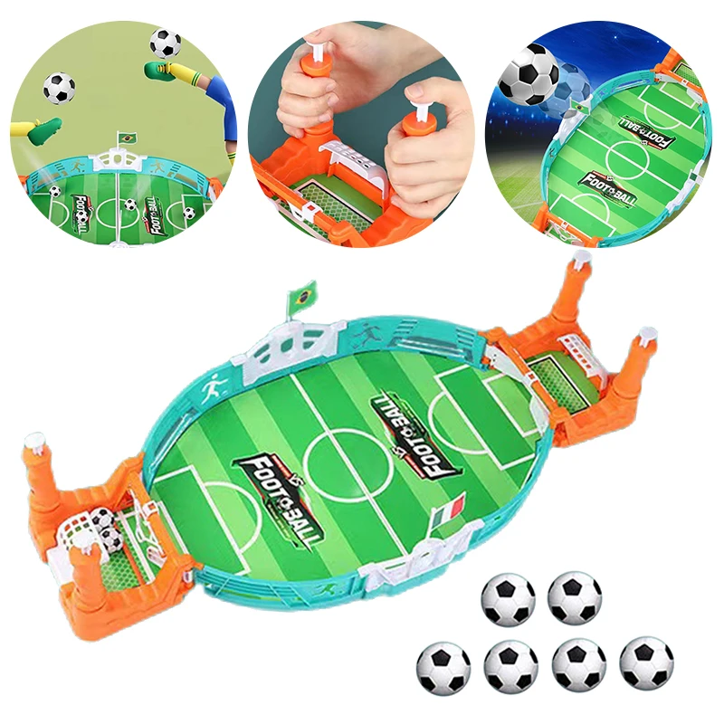 

Portable Childrens Football Battle Table with 6 Football Mini Parent-child Interactive Two-player Early Education Christmas Gift