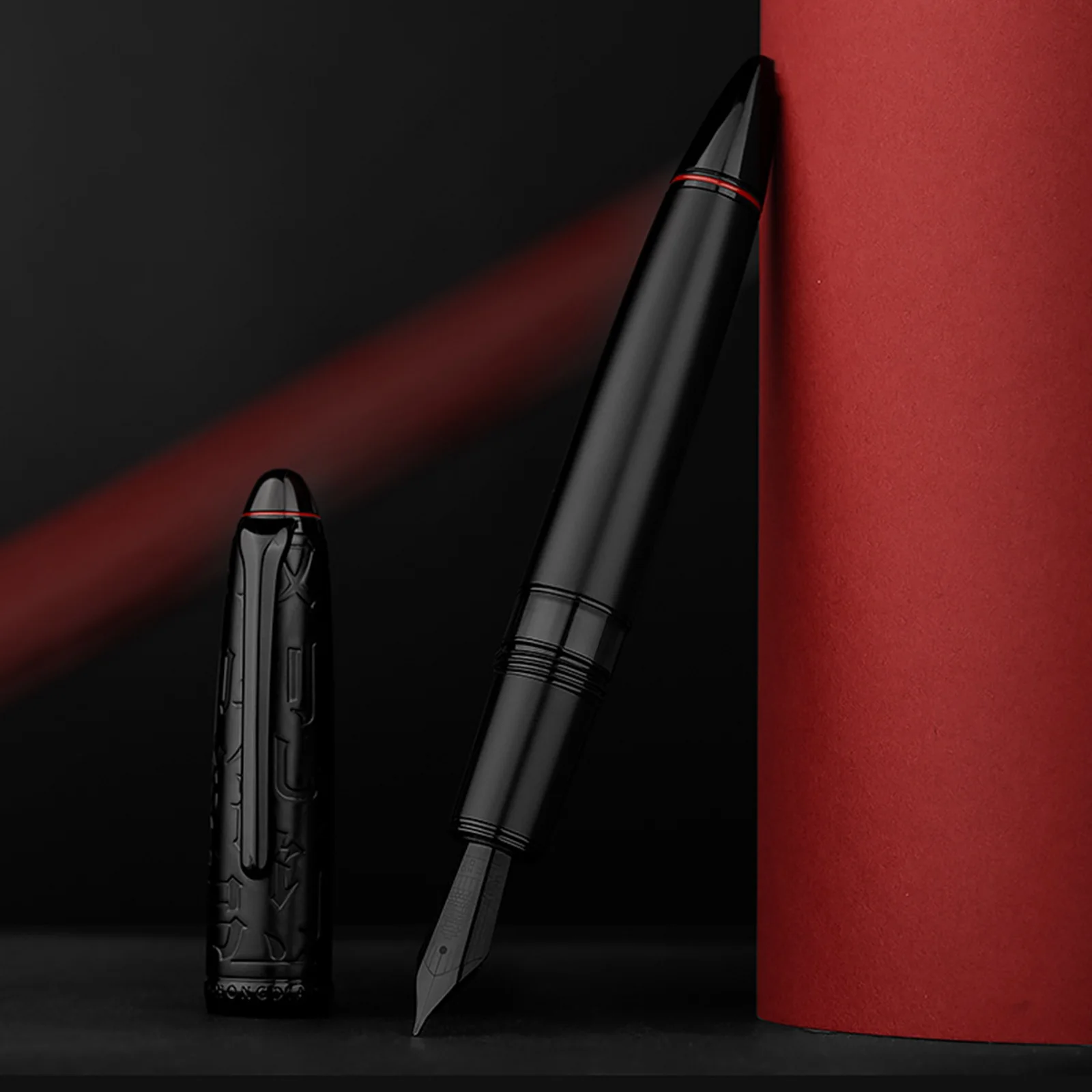 HongDian N6 Black Piston Fountain Pen Resin  EF/F/Long Knife Nib Beautiful Torpedo Cloud Seal Cap Business Office Writing gifts