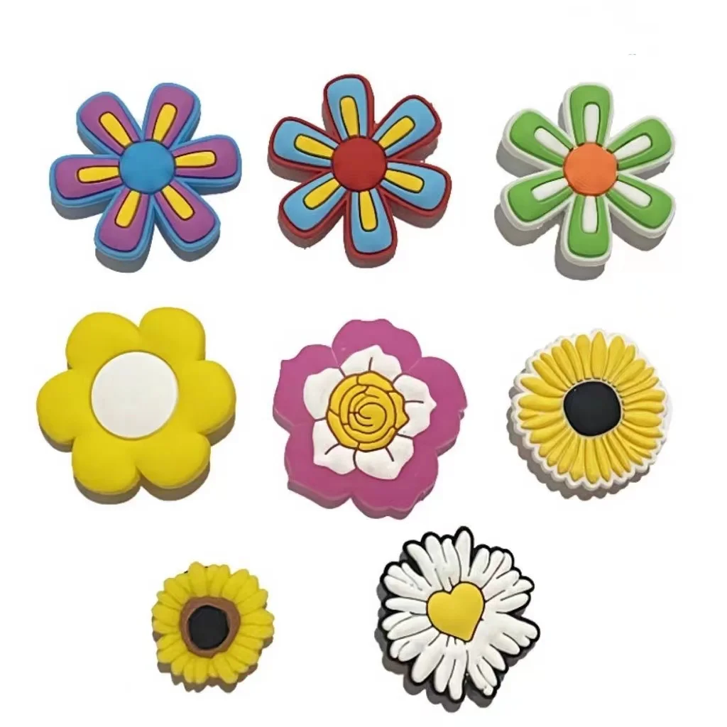 8-16 Sets of Multiple colors of small daisies Shoes Croc charms PVC jibz Shoes Decoration Girls Children's Party Christmas Gifts