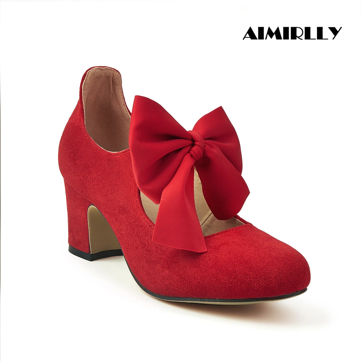 

Туфли-лодочки женские на высоком каблуке, Элегантная удобная обувь Мэри Джейн, с круглым носком, с красным бантом, для свадьбы, работы, карье...