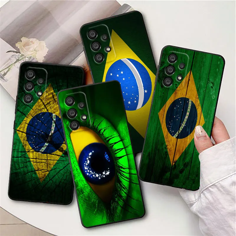 

Brazil Brazilian flag Phone Case For Samsung j8 j7 j2 Core M13 M33 M23 M52 M32 M22 M31S M31 M21 M20 M10 Black Cover