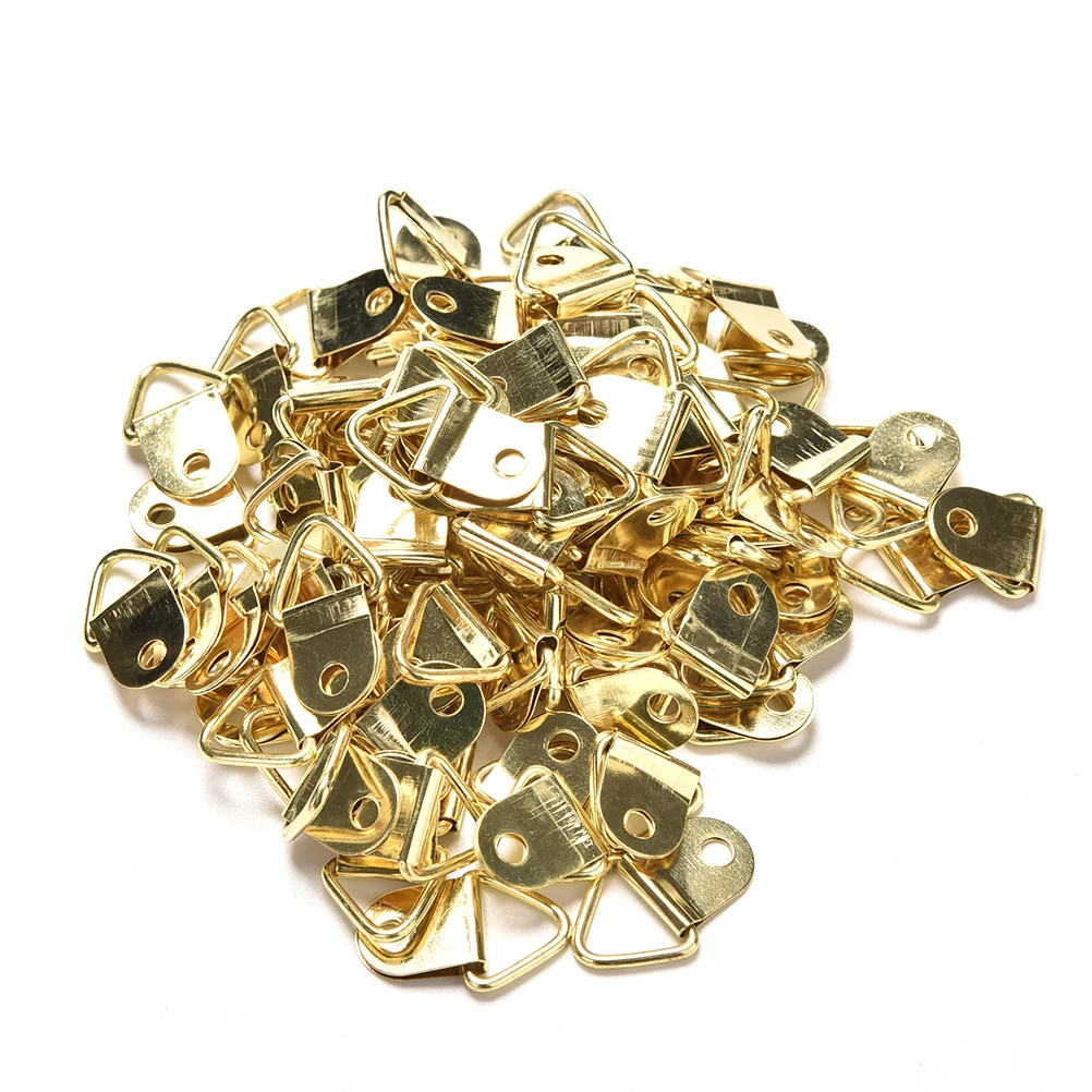 

100pcs 20x10mm Picture Frame Hanging Triangle D Rings Frames Hanger Hooks With Screws Gold For Picture Photo Frame/Cross-stitch