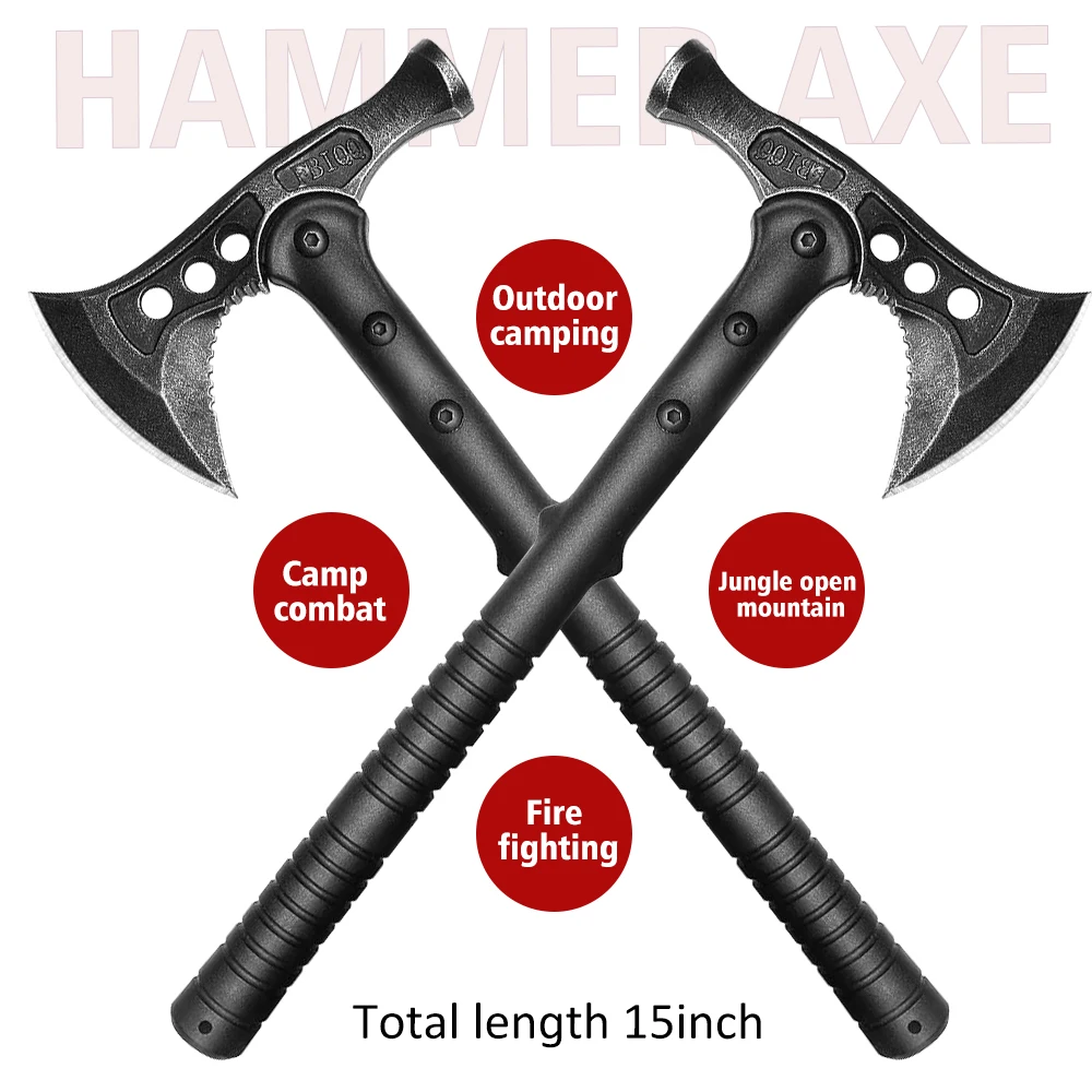 

Tactical Survival Axe Tomahawk Outdoor Tools Durable Hammer Axe 56HRC Hardness Camping Self Defense Gardening Accessories