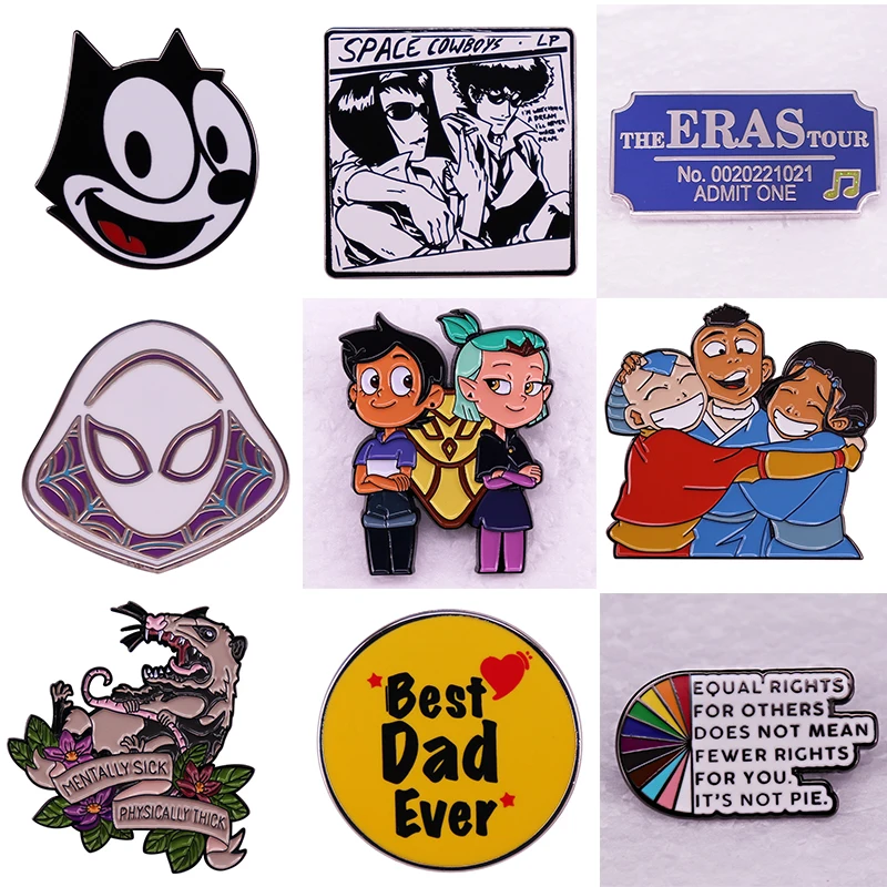 

Fun Cartoon Anime Brooch Movie Peripheral Badge Rainbow Lettering Pin Enamel Pin Lapel Pins Badge Hats Clothes Decoration