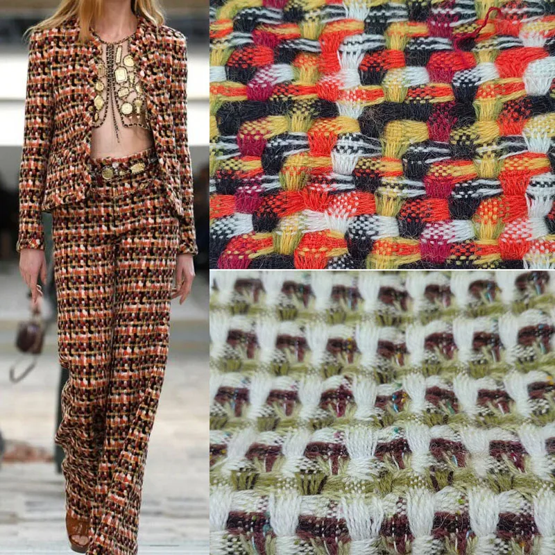 50x145 см модная красочная решетчатая плетеная твидовая ткань для женщин осенняя