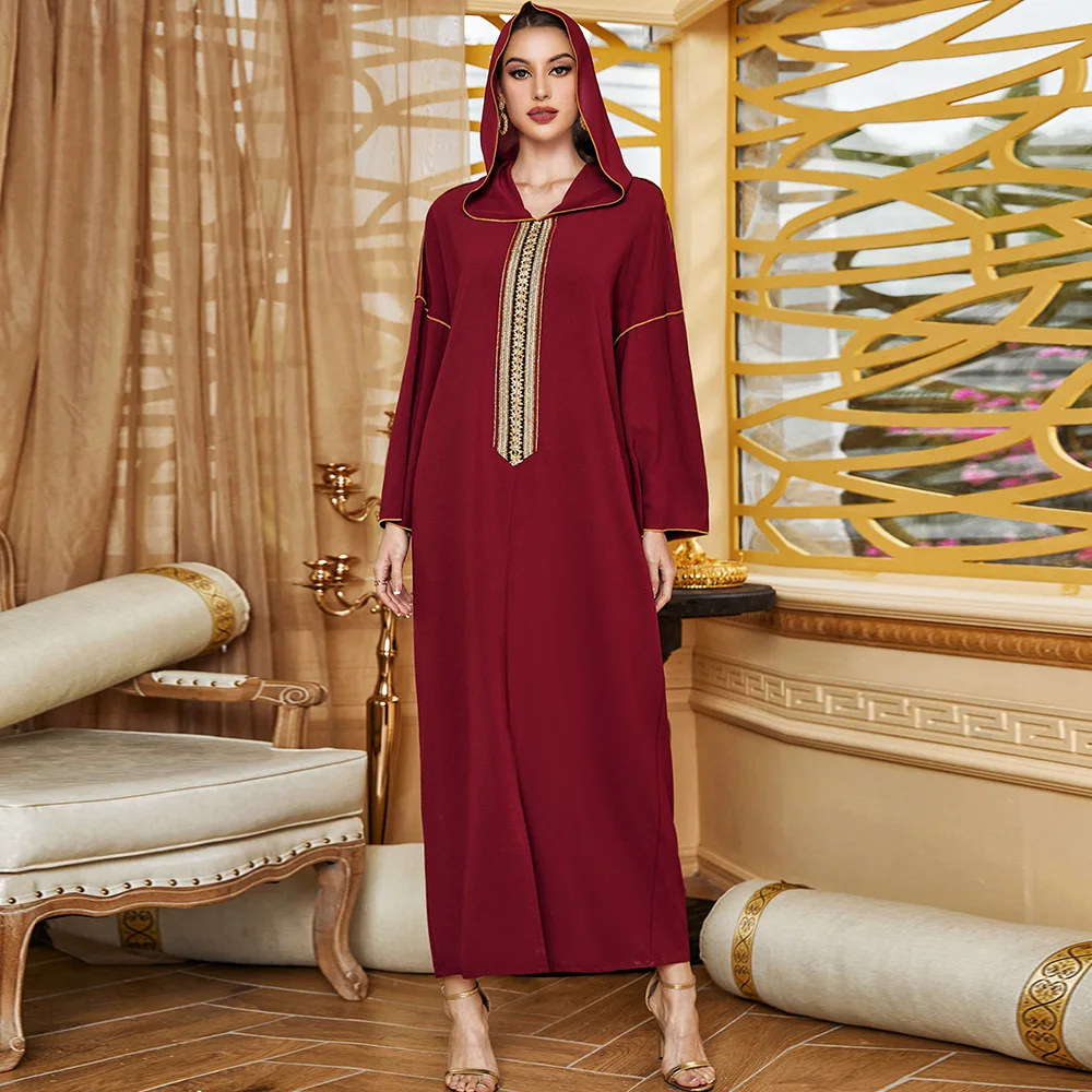 Eid Red Abaya Дубай Кафтан Турция ислам арабское длинное мусульманское платье Djellaba женские макси платья Abaya s для женщин Caftan Marocain