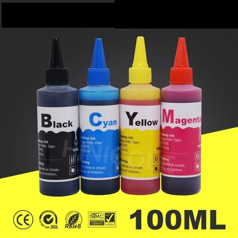 

NEW 100ml Ink Refill Kit For HP 21 22 301 302 304 121 122 123 650 652 300 140 141 350 351 343 338 XL Cartridge Printer Dye Ink