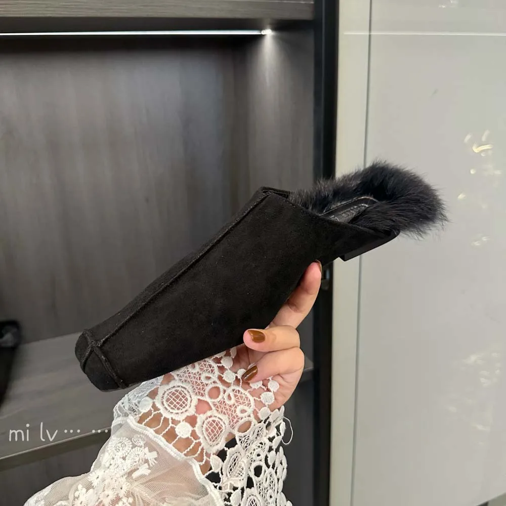 Женские тапочки с круглым носком из флока