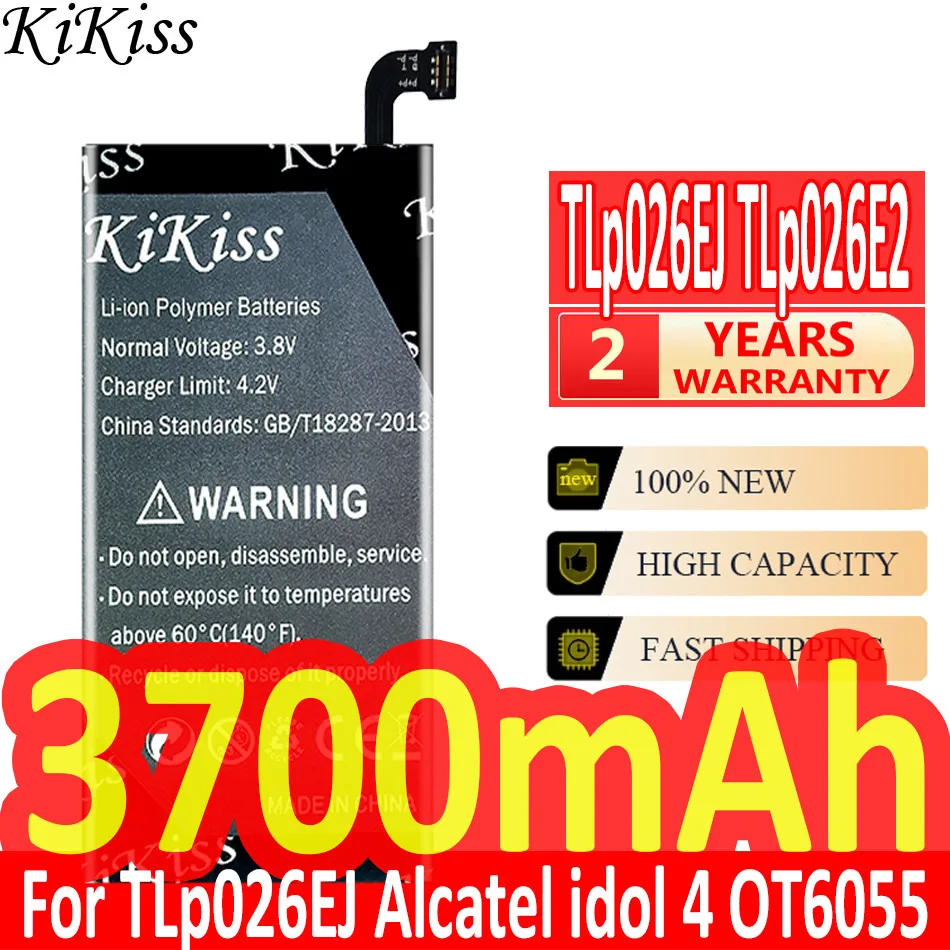 

Аккумулятор KiKiss 3700 мАч TLp026EJ TLp026E2 для телефона ALCATEL ONE TOUCH IDOL 4 IDOL4 6055K TLp026E2 OT-6055 6055B 6055H 6055U 6055Y