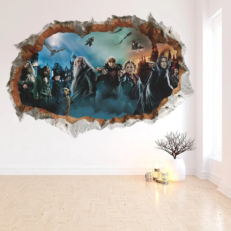 

3D Harry Potter Action Figure Bedroom Living Room Decor Painting PVC Magic School Wallpaper Wall Stickers Bar Party Gift Toy