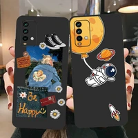 cartoon astronaut trend block diagram phone case for xiaomi redmi 9t personalized back cover half wrapped case phone case