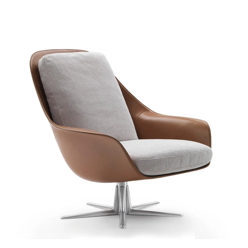 

Hot Sale Modern Simple Leisure Chair Designer Leather Living Room Chairs Single Armrest Sofa Chair