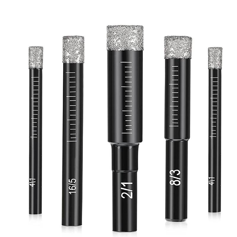 

4PCS Electrical Tools Diamond Drill Bit 1/4, 5/16, 3/8, 1/2 Inch Hexagonal Shank Vaccum Brazed Dry Drill Core Bits