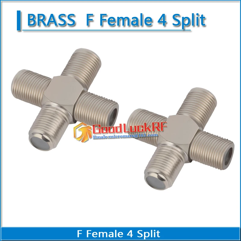 F 4 Way Splitter Adapter Socket F Female To 3 Way F Female + Type plug Nickel Plated RF Video Coaxial Connector TV Box