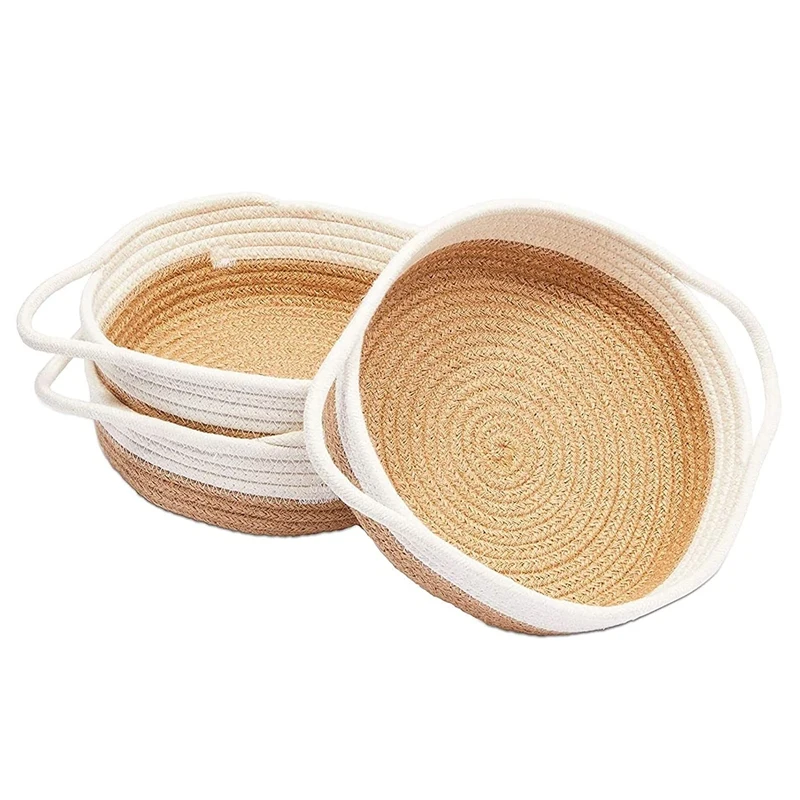 

Белая плетеная корзина для фруктов с ручками (9,8X8,7X2,8 дюйма, 3 упаковки)