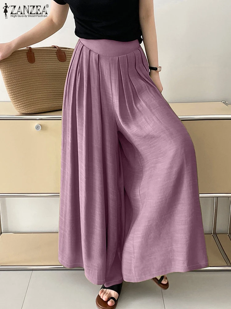 ZANZEA свободные повседневные брюки в корейском стиле плиссированные однотонные