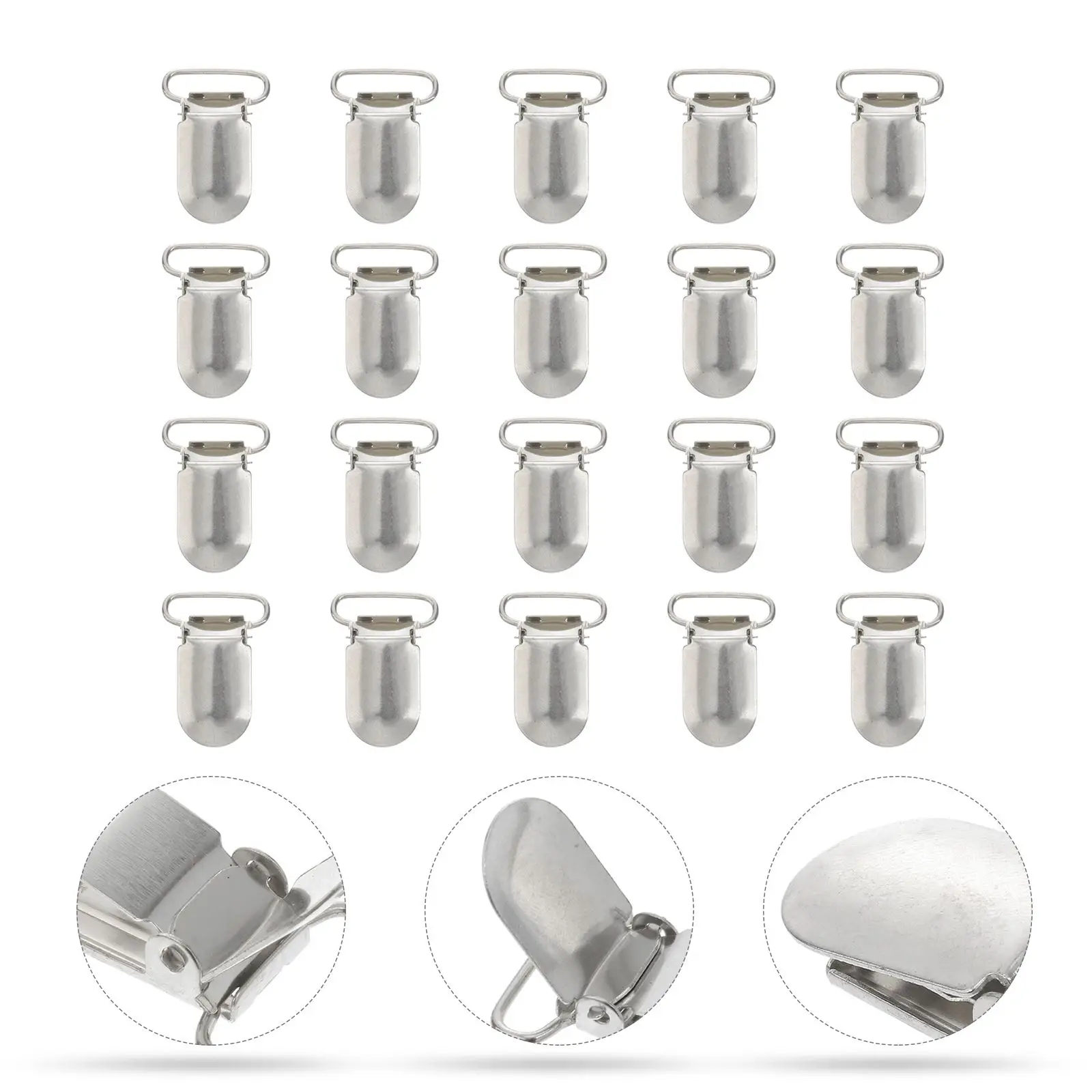 

20pcs Metal Suspender Clips With Strap Hooks Hanging Neck Adjustable Pants Suspenders Braces Clips Strap Dress Pants 20mm