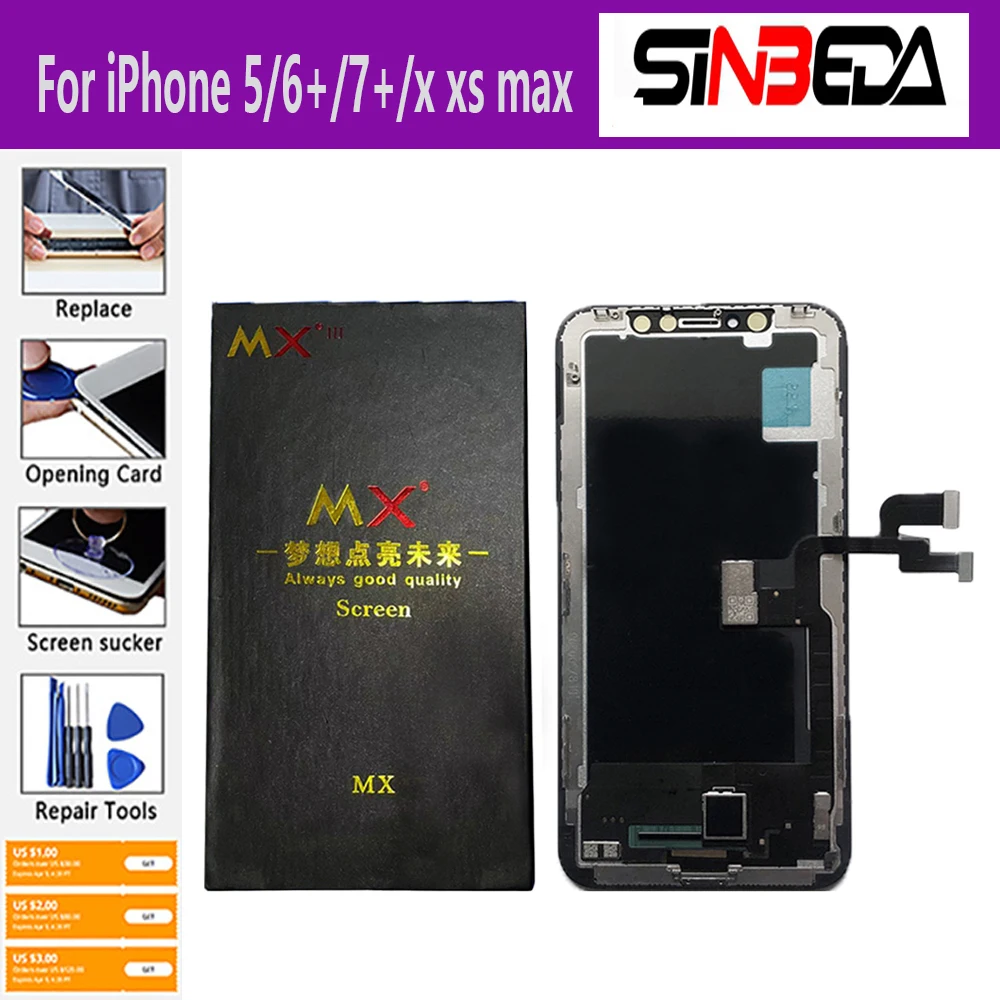 

ЖК-дисплей для iPhone X XR XS MAX OLED 11 Pro, дисплей с 3D сенсорным экраном для замены, без битых пикселей, качество AAA +++