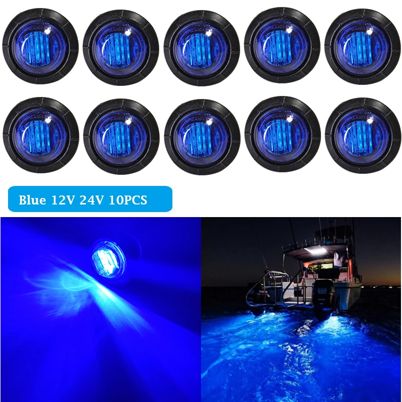 

10PCS DC 12V 24V Marine Boat Transom LED Stern Light Cold White LED Tail Lamp Yacht Accessory Blue White Red Green