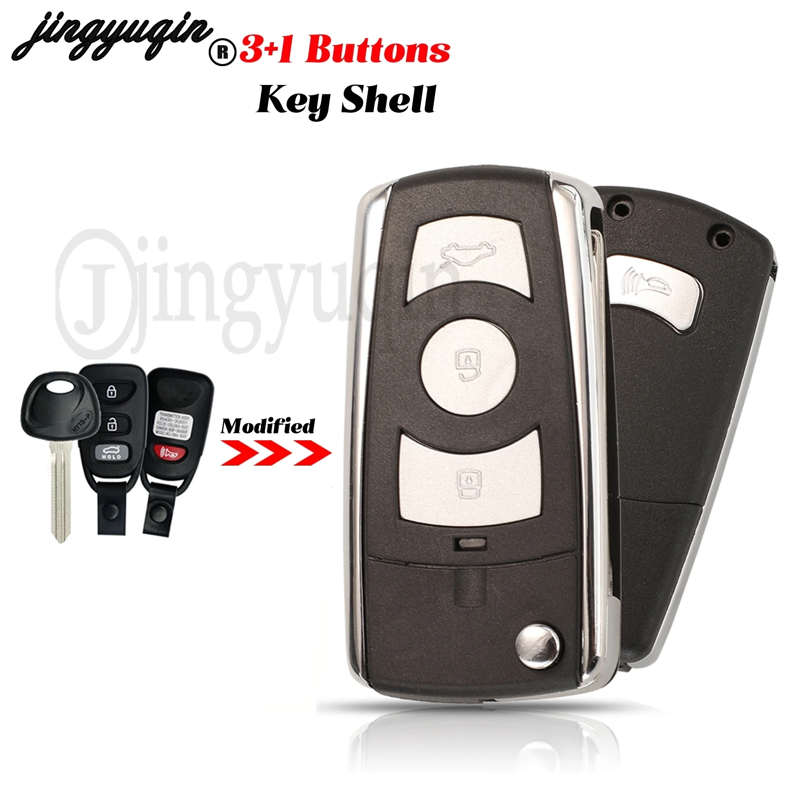 

Jingyuqin 3 + 1 кнопка модифицированный удаленный автомобильный ключ чехол-брелок для Kia Hyundai Elantra Sonata Genesis Santa Fe Accent Coupe Tucson