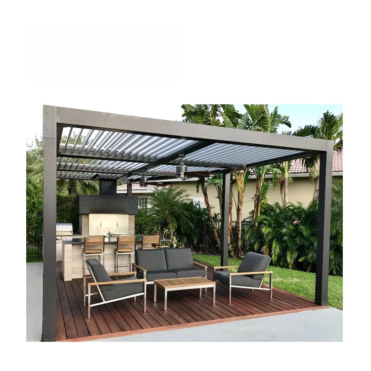 Моторизованная алюминиевая водонепроницаемая беседка тент от солнца жалюзи на
