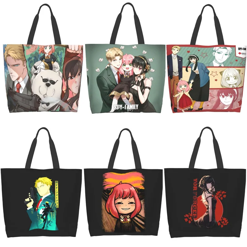 SPYFAMILY Japanese Anime Shopping Bag Graphic Tote Harajuku Spy X Family Anya Smug SpyFamily Shoulder Bag Manga Shopper Bag