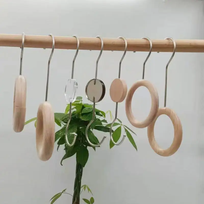 

S-shaped Scarf Rack Scarf Holder Un-breakable Circle Wooden Loop Hanger Hanger Hook Sturdy Durable Ring Hat Clip Double-headed
