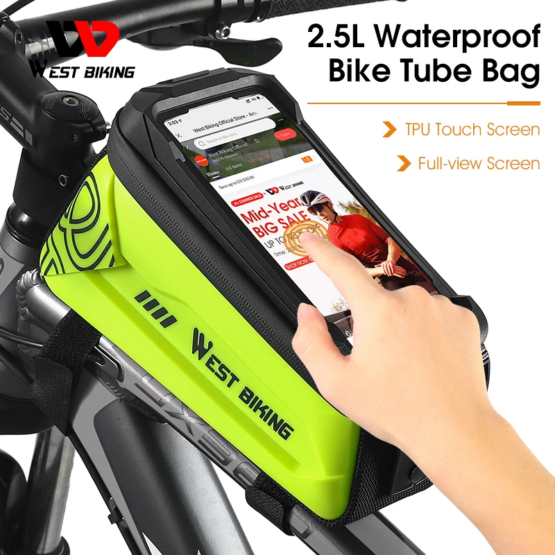 

Велосипедная сумка WEST BIKING Pannier, 7 дюймов, сумка На Раму, велосипедная сумка для горного велосипеда, водонепроницаемая сумка На руль, передняя Верхняя сумка