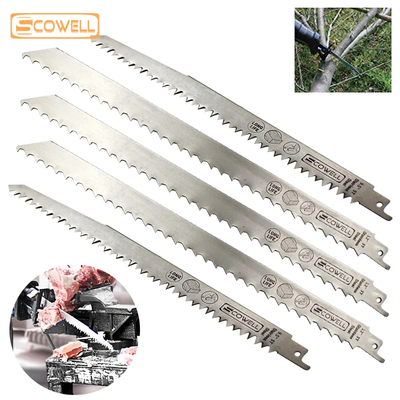 5Pack Stainless Steel Reciprocating Saw Blade Cutting Wood Ice Meat Bone 2PCS 9 inch 5TPI 3PCS 12 inch 3TPI Sabre Saw Blades