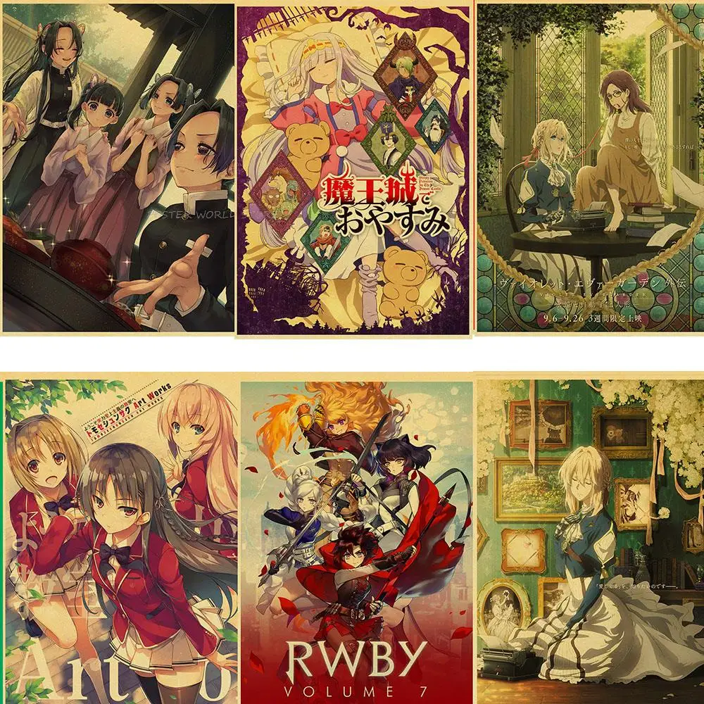 

Винтажные постеры из крафт-бумаги с изображением девушек из мультфильмов, декор для комнаты, бара, кафе, декоративные художественные настенные наклейки