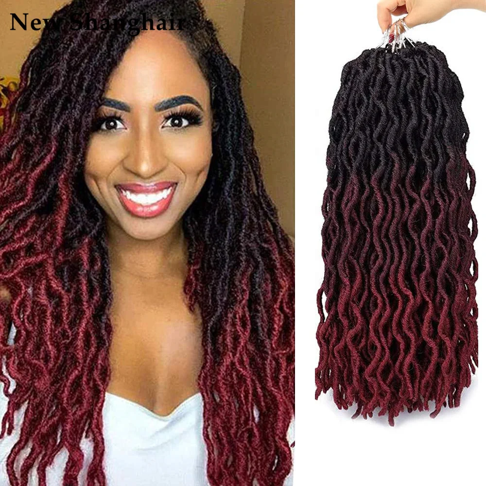

18 Inch Synthetic Gypsy Locs Crochet Hair Faux Locs Crochet Braid Hair Extension Curly Soft Goddess African Hairpiece NS18