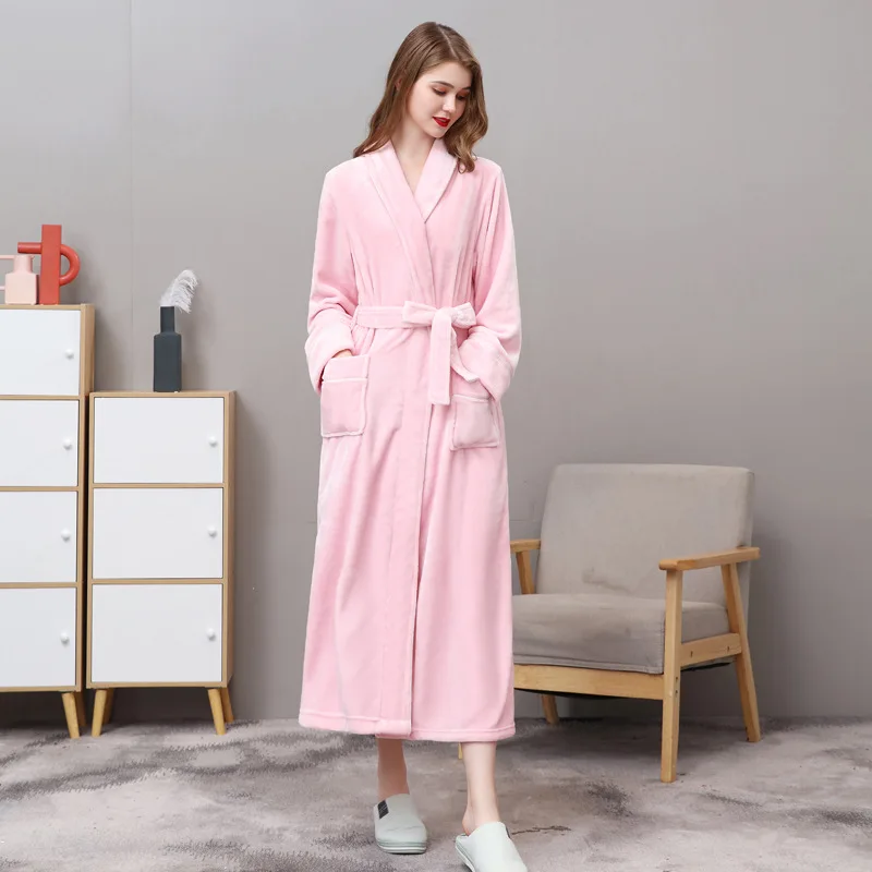 Autumn Winter Luxury Long Warm Flannel Nightgown Men Women Plus Size Robe Sleep Top Pajamas Set Fashion Tracksuit Bathrobe New